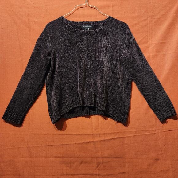 Women's Sz Small Dark Grey Chenille Pullover Oversized Sweater Cozycore Fuzzy - Picture 8 of 8